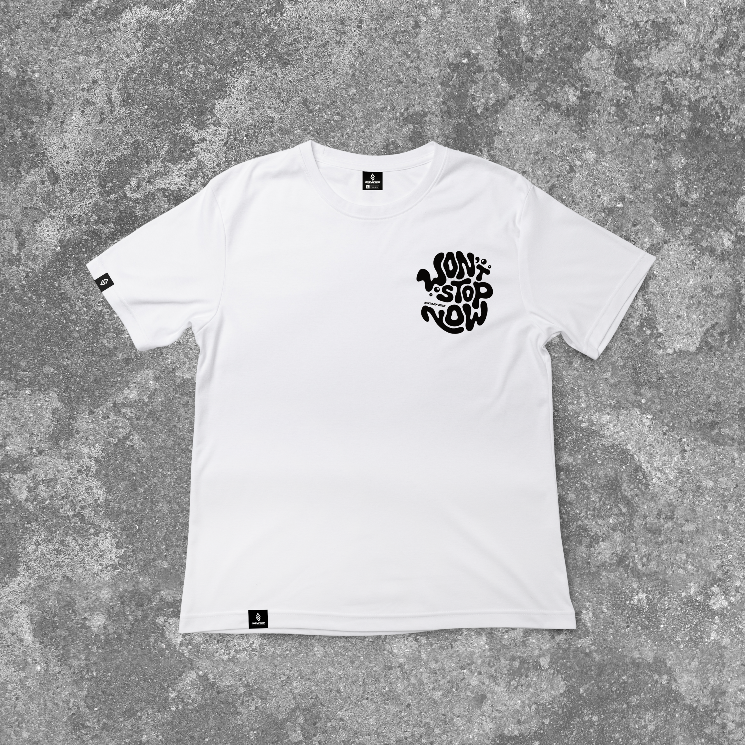 Won't Stop Now — White Black Print